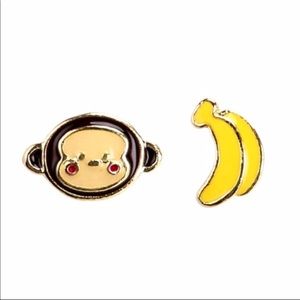 🐵🍌 Super Cute Monkey & Banana Stud Earrings 🐵🍌